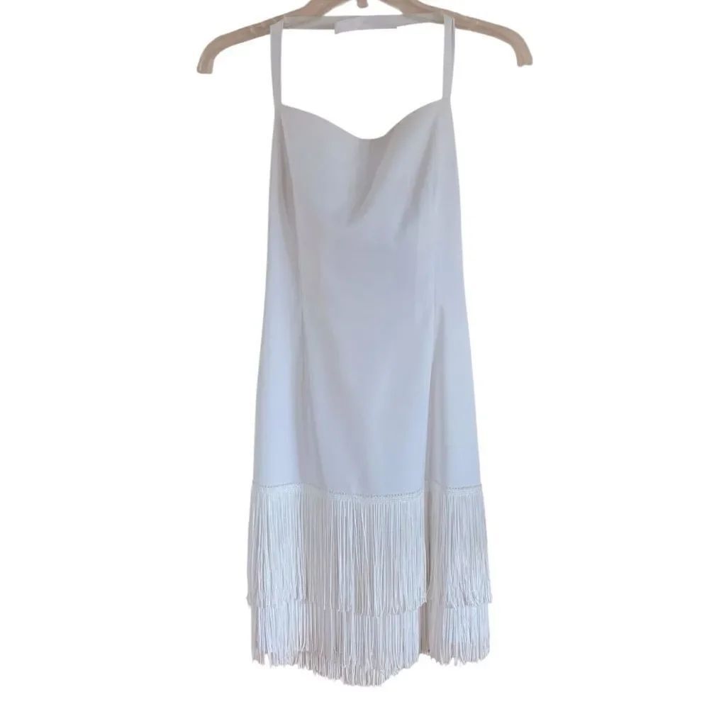 Tommy Hilfiger White Halter Fringe Mini Dress